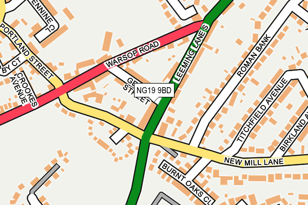 NG19 9BD map - OS OpenMap – Local (Ordnance Survey)