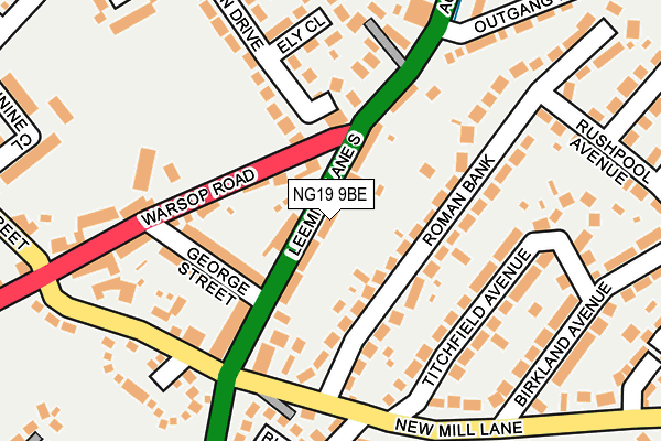 NG19 9BE map - OS OpenMap – Local (Ordnance Survey)