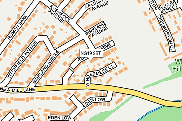 NG19 9BT map - OS OpenMap – Local (Ordnance Survey)