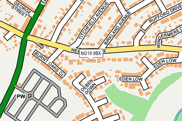 NG19 9BX map - OS OpenMap – Local (Ordnance Survey)