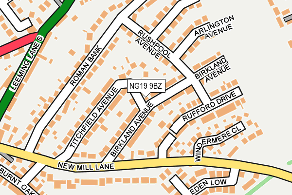 NG19 9BZ map - OS OpenMap – Local (Ordnance Survey)