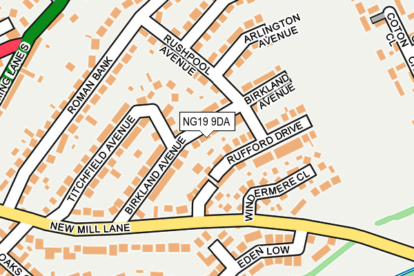 NG19 9DA map - OS OpenMap – Local (Ordnance Survey)