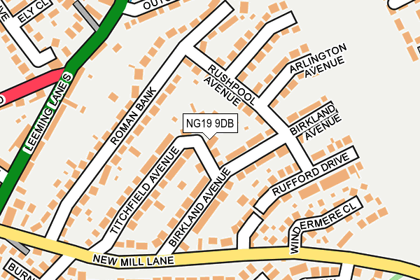 NG19 9DB map - OS OpenMap – Local (Ordnance Survey)