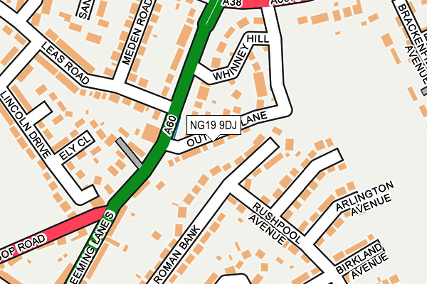 NG19 9DJ map - OS OpenMap – Local (Ordnance Survey)