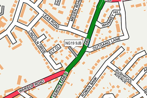 NG19 9JB map - OS OpenMap – Local (Ordnance Survey)