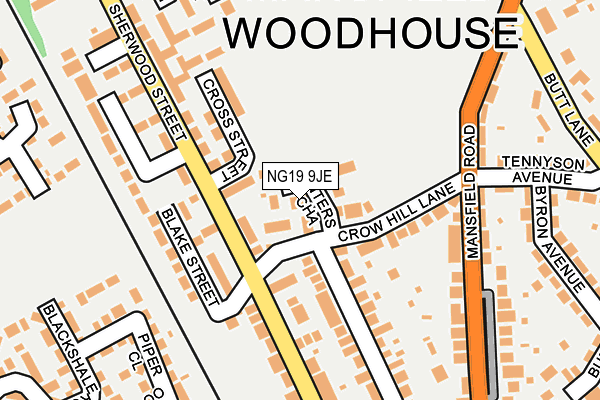 NG19 9JE map - OS OpenMap – Local (Ordnance Survey)