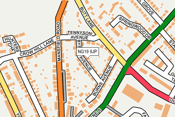 NG19 9JP map - OS OpenMap – Local (Ordnance Survey)