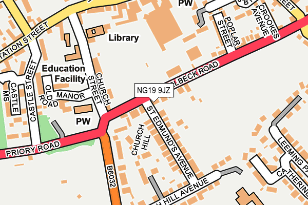 NG19 9JZ map - OS OpenMap – Local (Ordnance Survey)