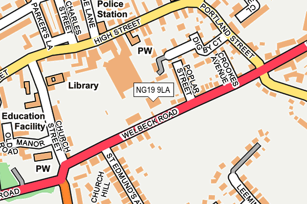 NG19 9LA map - OS OpenMap – Local (Ordnance Survey)