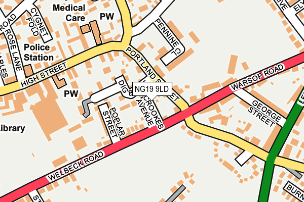 NG19 9LD map - OS OpenMap – Local (Ordnance Survey)