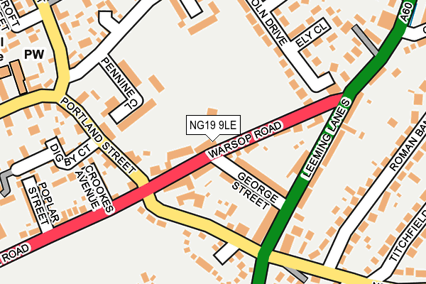 NG19 9LE map - OS OpenMap – Local (Ordnance Survey)
