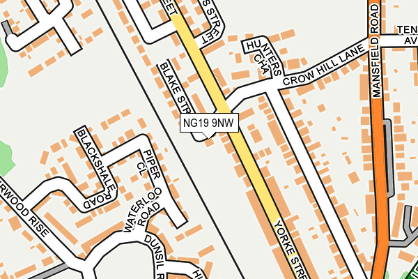 NG19 9NW map - OS OpenMap – Local (Ordnance Survey)