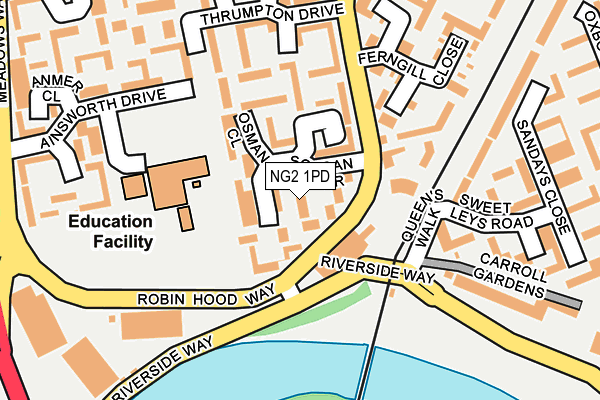 NG2 1PD map - OS OpenMap – Local (Ordnance Survey)