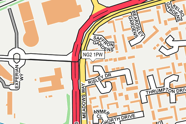 NG2 1PW map - OS OpenMap – Local (Ordnance Survey)