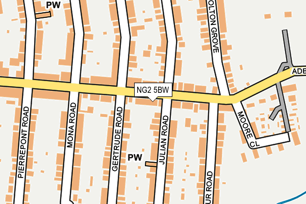 NG2 5BW map - OS OpenMap – Local (Ordnance Survey)