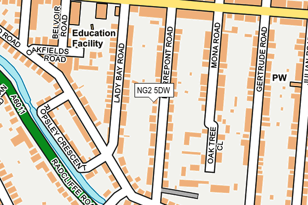 NG2 5DW map - OS OpenMap – Local (Ordnance Survey)