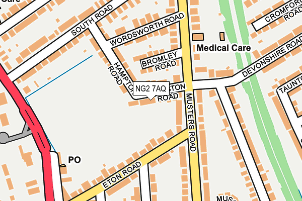 NG2 7AQ map - OS OpenMap – Local (Ordnance Survey)