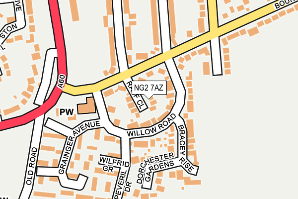NG2 7AZ map - OS OpenMap – Local (Ordnance Survey)