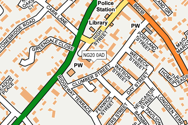 NG20 0AD map - OS OpenMap – Local (Ordnance Survey)