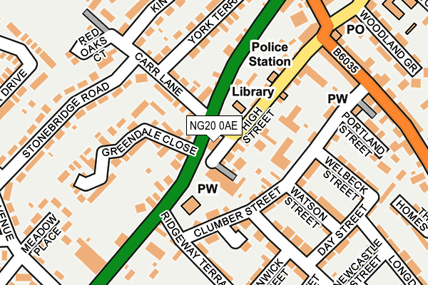 NG20 0AE map - OS OpenMap – Local (Ordnance Survey)