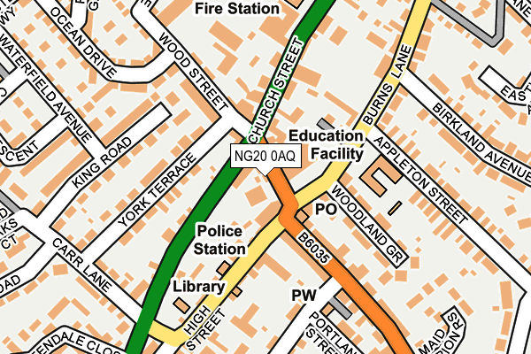 NG20 0AQ map - OS OpenMap – Local (Ordnance Survey)