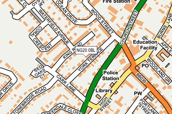 NG20 0BL map - OS OpenMap – Local (Ordnance Survey)