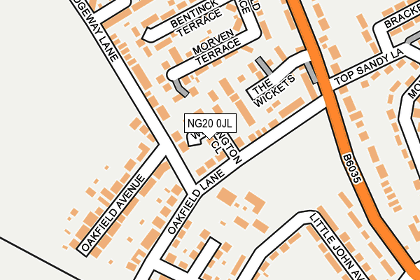 NG20 0JL map - OS OpenMap – Local (Ordnance Survey)