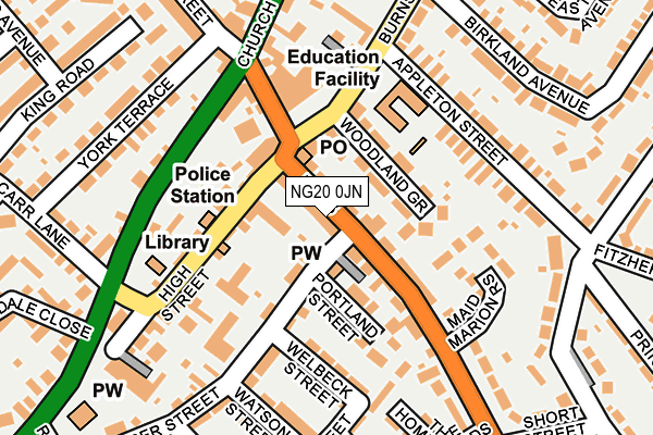 NG20 0JN map - OS OpenMap – Local (Ordnance Survey)