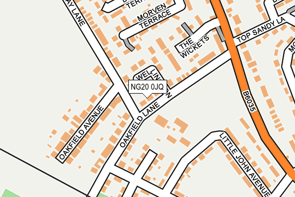 NG20 0JQ map - OS OpenMap – Local (Ordnance Survey)