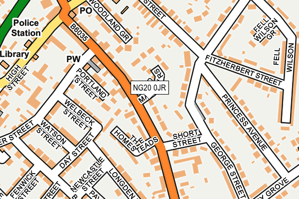 NG20 0JR map - OS OpenMap – Local (Ordnance Survey)