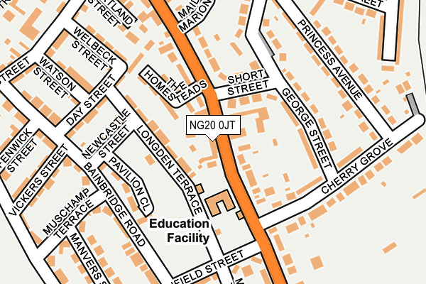 NG20 0JT map - OS OpenMap – Local (Ordnance Survey)