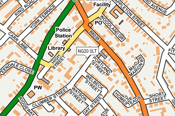 NG20 0LT map - OS OpenMap – Local (Ordnance Survey)