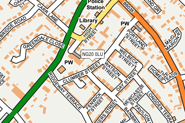 NG20 0LU map - OS OpenMap – Local (Ordnance Survey)