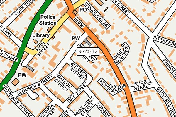 NG20 0LZ map - OS OpenMap – Local (Ordnance Survey)