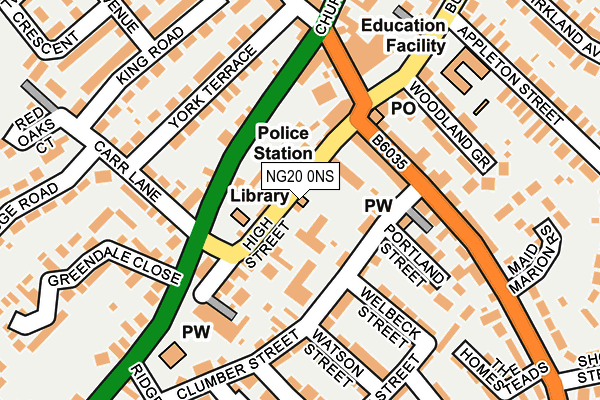 NG20 0NS map - OS OpenMap – Local (Ordnance Survey)