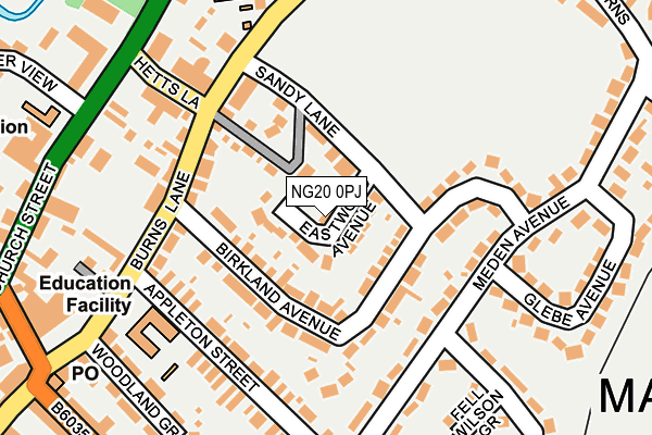 NG20 0PJ map - OS OpenMap – Local (Ordnance Survey)