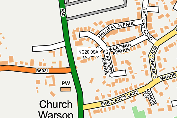 NG20 0SA map - OS OpenMap – Local (Ordnance Survey)