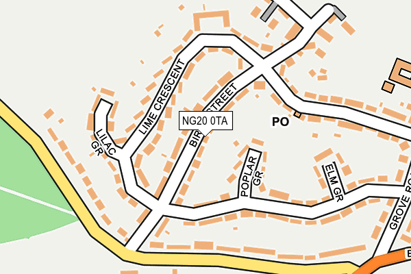 NG20 0TA map - OS OpenMap – Local (Ordnance Survey)