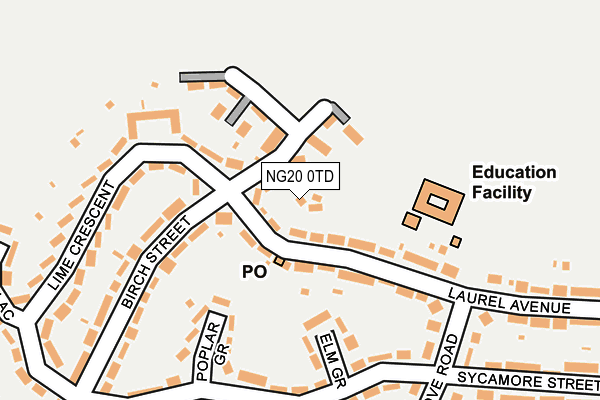 NG20 0TD map - OS OpenMap – Local (Ordnance Survey)