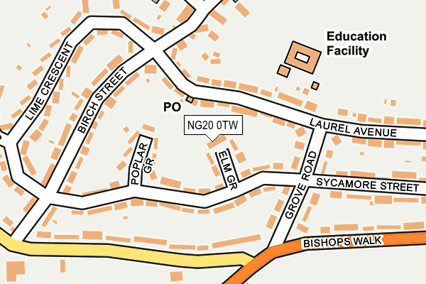NG20 0TW map - OS OpenMap – Local (Ordnance Survey)