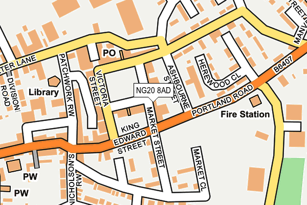 NG20 8AD map - OS OpenMap – Local (Ordnance Survey)