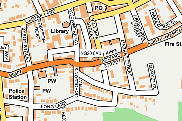 NG20 8AU map - OS OpenMap – Local (Ordnance Survey)