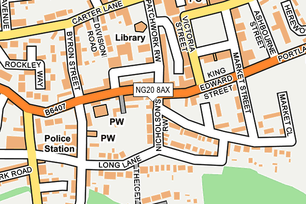 NG20 8AX map - OS OpenMap – Local (Ordnance Survey)
