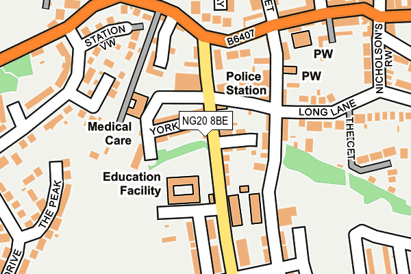 NG20 8BE map - OS OpenMap – Local (Ordnance Survey)