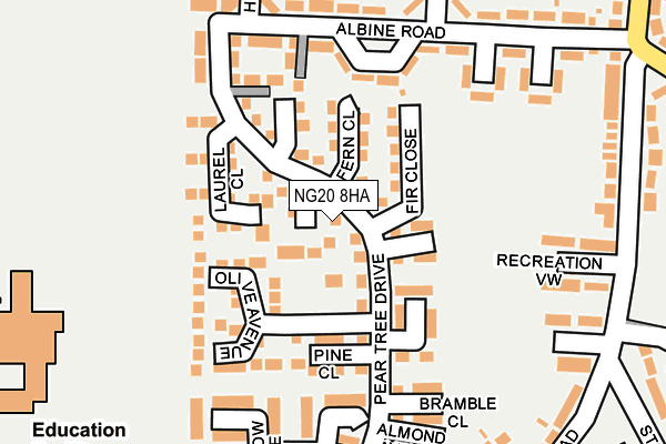 NG20 8HA map - OS OpenMap – Local (Ordnance Survey)