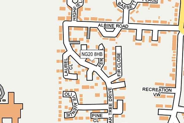NG20 8HB map - OS OpenMap – Local (Ordnance Survey)