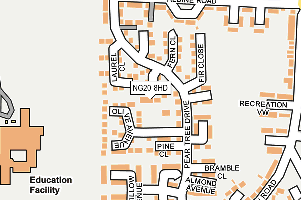 NG20 8HD map - OS OpenMap – Local (Ordnance Survey)