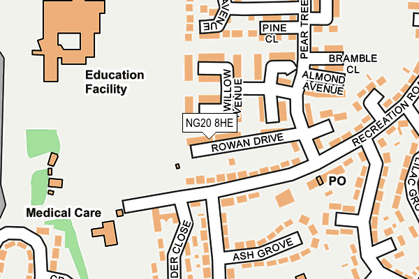 NG20 8HE map - OS OpenMap – Local (Ordnance Survey)