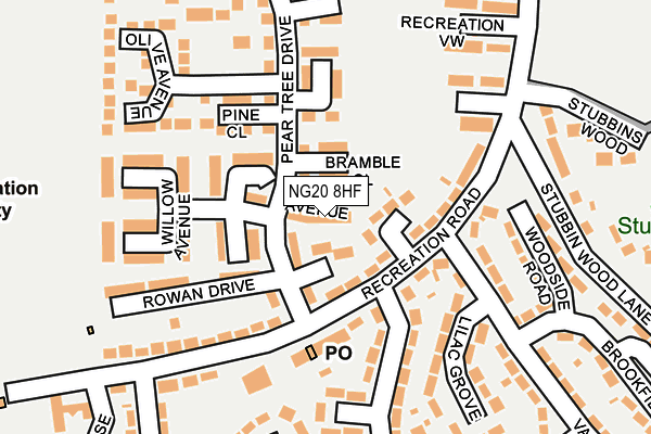 NG20 8HF map - OS OpenMap – Local (Ordnance Survey)