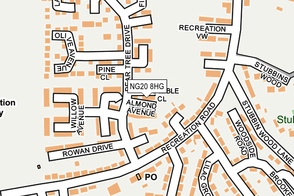 NG20 8HG map - OS OpenMap – Local (Ordnance Survey)